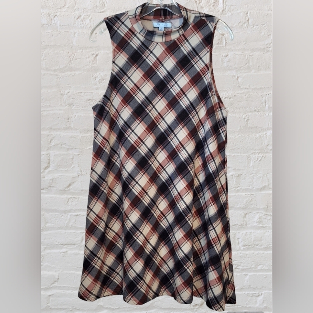 'She & Sky' tunic or dress, mock turtleneck, sleeveless, Sz. L